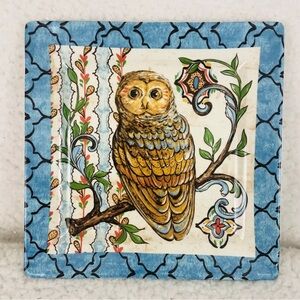 Prima Donna Kate McRostie Treetop Owl II Square Plate Vintage Like Owl